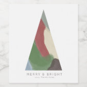 Abstraktes geometrisches Weihnachtsbaumweinlabel Weinetikett (Einzelnes Label)