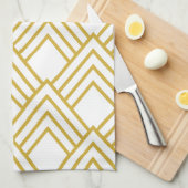 Abstraktes geometrisches, weißes und goldenes Küch Geschirrtuch (Viertel Falte)