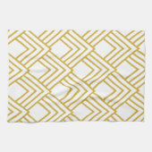 Abstraktes geometrisches, weißes und goldenes Küch Geschirrtuch (Horizontal)