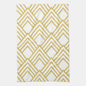 Abstraktes geometrisches, weißes und goldenes Küch Geschirrtuch (Vertikal)