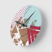 Abstraktes geometrisches Zahlenmuster Runde Wanduhr (Winkel)