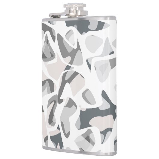 Abstraktes gepunktetes Muster in hellgrauen Flecke Flachmann (Links)