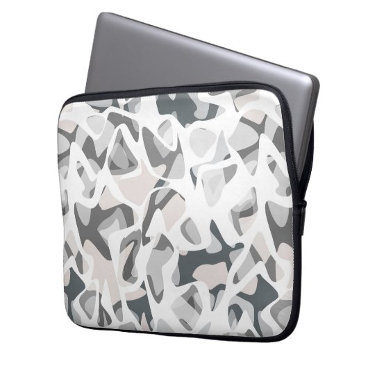 Abstraktes gepunktetes Muster in hellgrauen Flecke Laptopschutzhülle (Vorderseite Links)