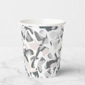 Abstraktes gepunktetes Muster in hellgrauen Flecke Pappbecher (Links)