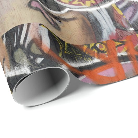 abstraktes Gesicht der Graffitikunstwandtextart Geschenkpapier (Rolleneckpunkt)