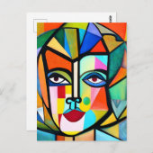 Abstraktes Gesicht des Kubismus Postkarte (Vorne/Hinten)