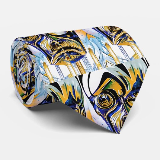 Abstraktes Gesicht einer Alien Krawatte (Gerollt)