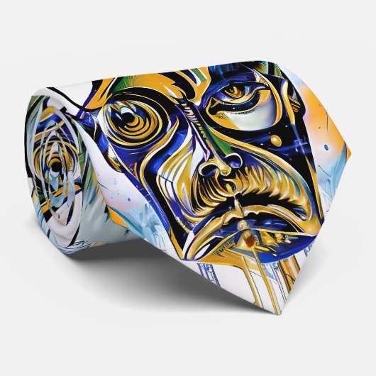Abstraktes Gesicht einer Alien Krawatte (Gerollt)
