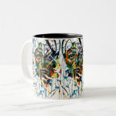 Abstraktes Gesicht einer Alien Zweifarbige Tasse (Vorderseite Links)