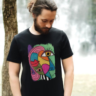 Abstraktes Gesicht Farbenfrohe Künstlerische Spaß  T-Shirt