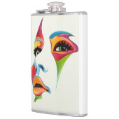 Abstraktes Gesicht Farbige coole Frauenkunst Flachmann (Links)