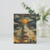Abstraktes Gesicht Grunge Postkarte (Stehend Vorderseite)