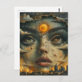 Abstraktes Gesicht Grunge Postkarte (Vorne/Hinten)
