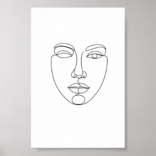 Abstraktes Gesicht Minimalistische Linienkunst Pos Poster