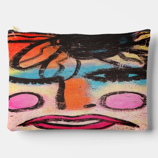 Abstraktes Gesicht mit Blume Zubehörtasche (Vorderseite)