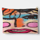 Abstraktes Gesicht mit Blume Zubehörtasche (Rückseite)