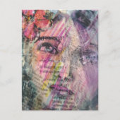 Abstraktes Gesicht mit Text Grunge Collage Postkarte (Vorderseite)