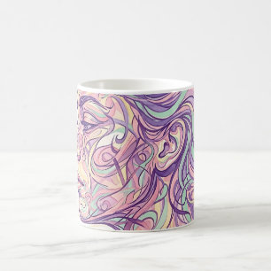 Abstraktes Gesicht Porträt Pastell Weiche Tinte Ka Kaffeetasse