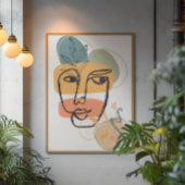 Abstraktes Gesicht, rosa, grüne, gelbe Farben Leinwanddruck