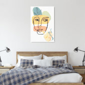 Abstraktes Gesicht, rosa, grüne, gelbe Farben Leinwanddruck (Insitu (Schlafzimmer))