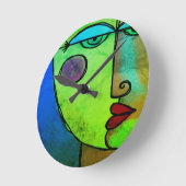 Abstraktes Gesicht Runde Wanduhr (Winkel)