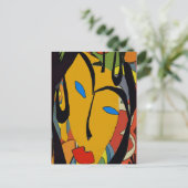 Abstraktes Gesicht und Blume Postkarte (Stehend Vorderseite)