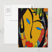 Abstraktes Gesicht und Blume Postkarte (Vorne/Hinten)