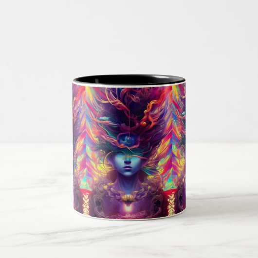 Abstraktes Gesicht Zweifarbige Tasse (Mittel)