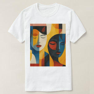 Abstraktes Gesichter-Kunstposter, Doppelporträt, A T-Shirt