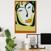 Abstraktes Gesichtsbild in Gelb, Poster (Heimbüro)