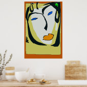Abstraktes Gesichtsbild in Gelb, Poster (Küche)