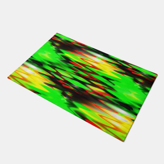 Abstraktes Geständchen in rot und grün Fußmatte (Schrägansicht)