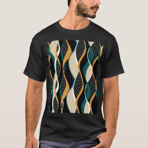 Abstraktes gestreiftes, farbenfrohes wellenförmige T-Shirt