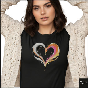 Abstraktes glänzendes Wirbelherz Pop Art T-Shirt