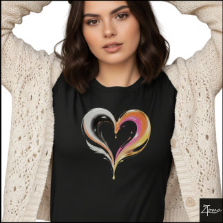 Abstraktes glänzendes Wirbelherz Pop Art T-Shirt