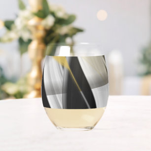Abstraktes Glas - Stemless Wine Kunst, Schwarz-wei