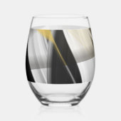 Abstraktes Glas - Stemless Wine Kunst, Schwarz-wei (Vorderseite)