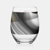 Abstraktes Glas - Stemless Wine Kunst, Schwarz-wei (Rückseite)