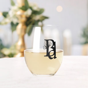 Abstraktes Glas - Stemless Wine Kunst, Schwarz-wei