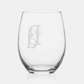 Abstraktes Glas - Stemless Wine Kunst, Schwarz-wei (Rückseite)