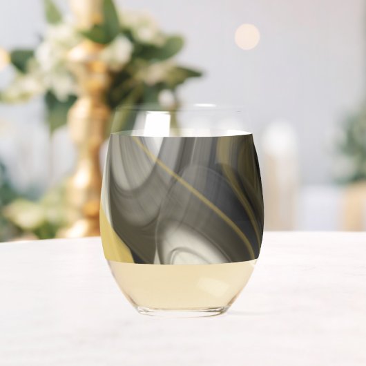 Abstraktes Glas - Stemless Wine Kunst, Schwarz-wei (Insitu (Hochzeit))