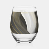 Abstraktes Glas - Stemless Wine Kunst, Schwarz-wei (Links)