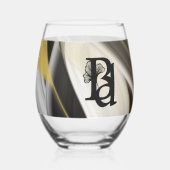 Abstraktes Glas - Stemless Wine Kunst, Schwarz-wei (Vorderseite)
