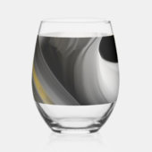 Abstraktes Glas - Stemless Wine Kunst, Schwarz-wei (Rückseite)
