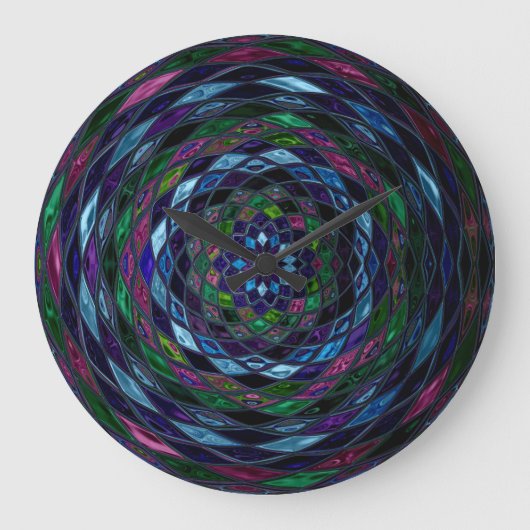 Abstraktes Glasmosaik Große Wanduhr (Vorderseite)