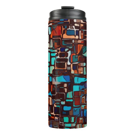 Abstraktes Glasmosaik Thermosbecher (Vorderseite)