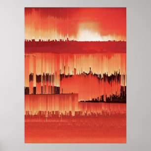 Abstraktes Glitch-Sonnenuntergangs-Design Poster