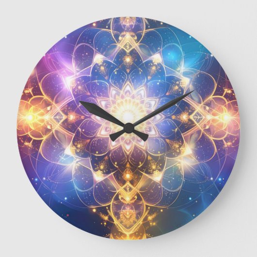Abstraktes Glühen Mandala Wall Uhr (Vorderseite)