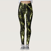 Abstraktes glühendes dunkelgrünes alien-Muster Leggings (Vorderseite)