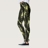 Abstraktes glühendes dunkelgrünes alien-Muster Leggings (Links)